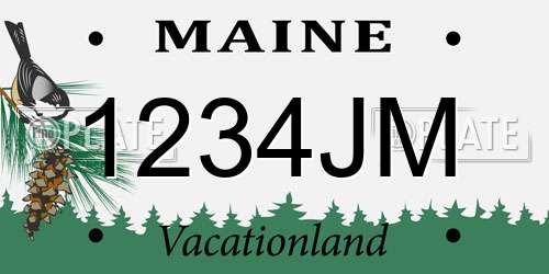 1234JM Maine License Plate