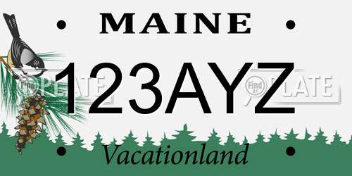 123AYZ Maine License Plate
