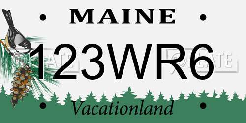123WR6 Maine License Plate