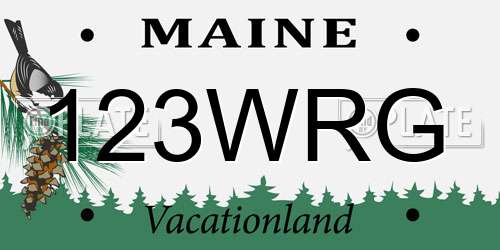 123WRG Maine License Plate