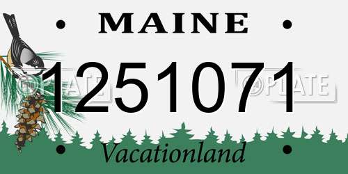 1251071 Maine License Plate