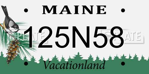 125N58 Maine License Plate