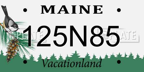 125N85 Maine License Plate