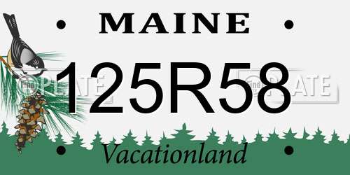 125R58 Maine License Plate
