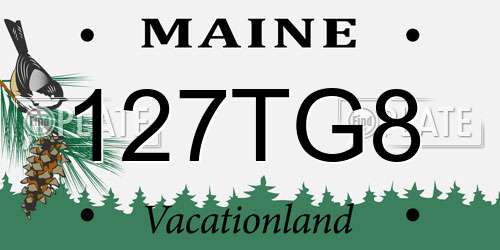 127TG8 Maine License Plate
