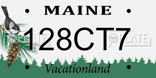 128CT7 Maine License Plate