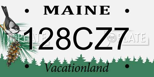 128CZ7 Maine License Plate