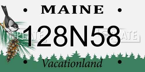 128N58 Maine License Plate