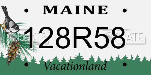 128R58 Maine License Plate