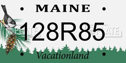 128R85 Maine License Plate