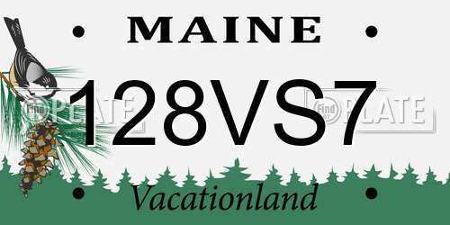 128VS7 Maine License Plate