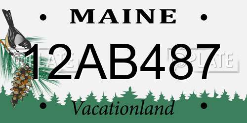 12AB487 Maine License Plate