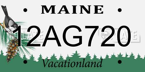 12AG720 Maine License Plate