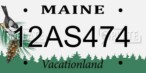 12AS474 Maine License Plate