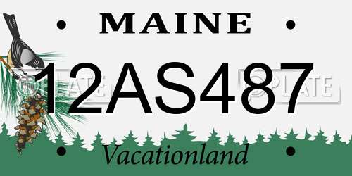 12AS487 Maine License Plate