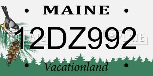 12DZ992 Maine License Plate