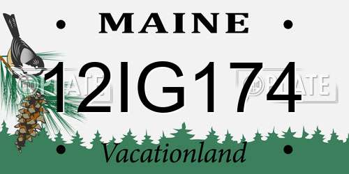 12IG174 Maine License Plate