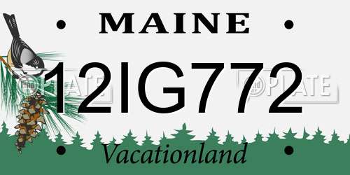 12IG772 Maine License Plate