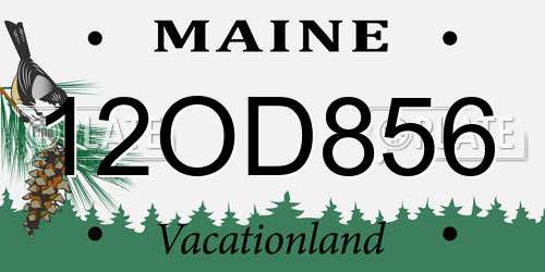 12OD856 Maine License Plate
