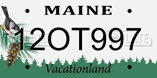 12OT997 Maine License Plate