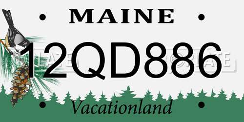 12QD886 Maine License Plate