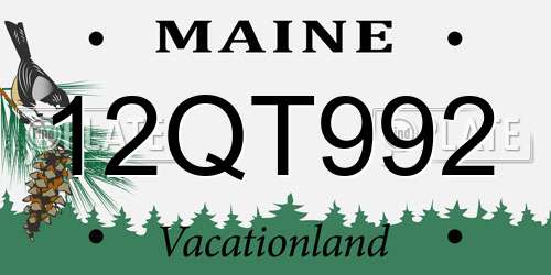 12QT992 Maine License Plate
