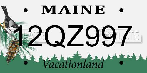12QZ997 Maine License Plate