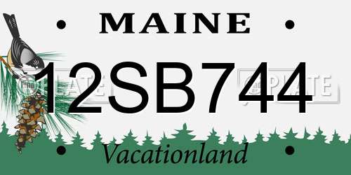 12SB744 Maine License Plate