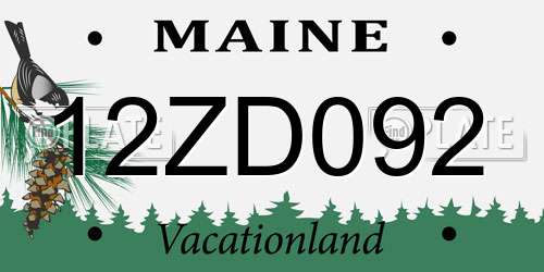 12ZD092 Maine License Plate