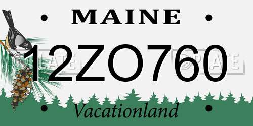 12ZO760 Maine License Plate