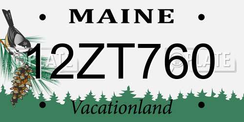 12ZT760 Maine License Plate