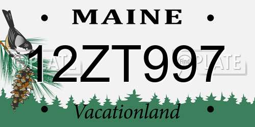 12ZT997 Maine License Plate