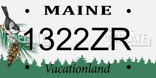 1322ZR Maine License Plate