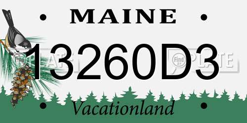 13260D3 Maine License Plate