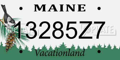 13285Z7 Maine License Plate
