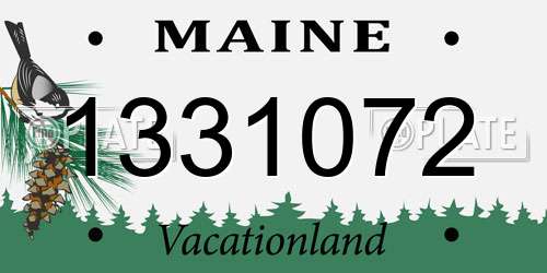 1331072 Maine License Plate