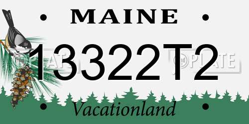 13322T2 Maine License Plate