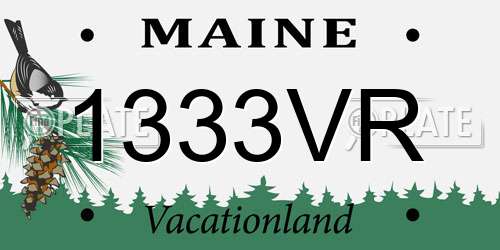 1333VR Maine License Plate