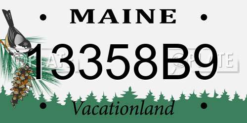 13358B9 Maine License Plate