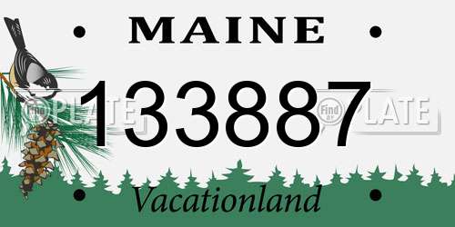 133887 Maine License Plate