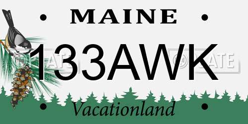133AWK Maine License Plate