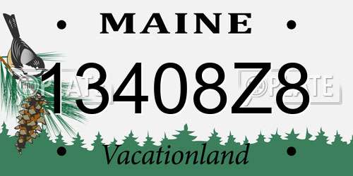 13408Z8 Maine License Plate