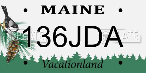 136JDA Maine License Plate