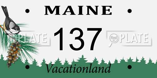 137 Maine License Plate