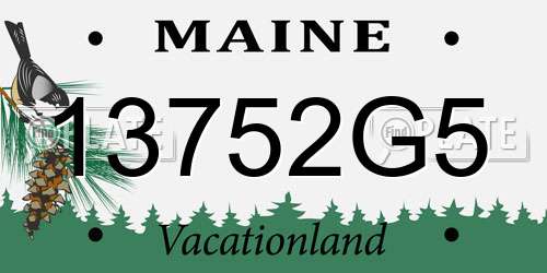 13752G5 Maine License Plate