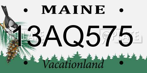 13AQ575 Maine License Plate