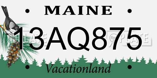 13AQ875 Maine License Plate