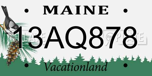 13AQ878 Maine License Plate