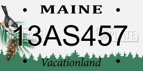 13AS457 Maine License Plate