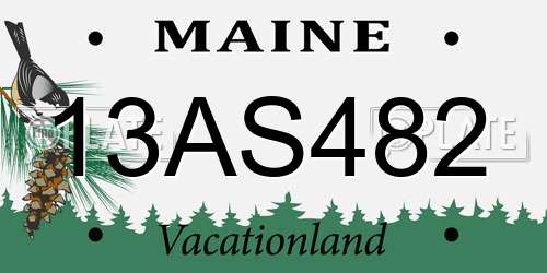 13AS482 Maine License Plate